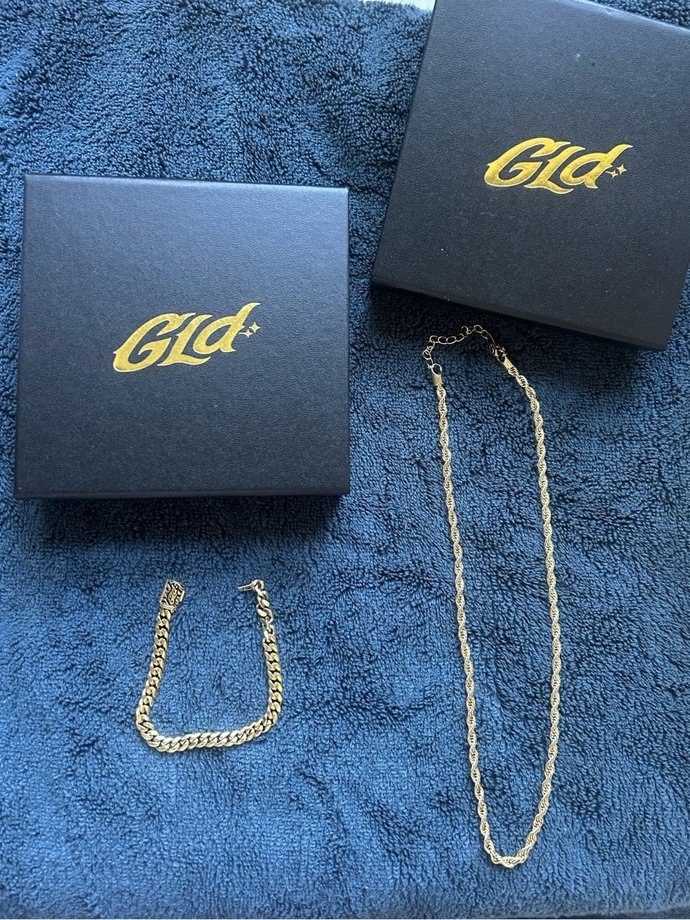 Gld Gold Rope Chain Necklace and Curb Bracelet Set - Gold